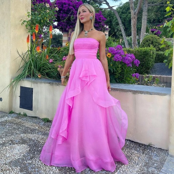 Kissprom NWT Elisa Light Pink A Line Strapless Organza Prom Dress Sz 4 - Picture 8 of 13